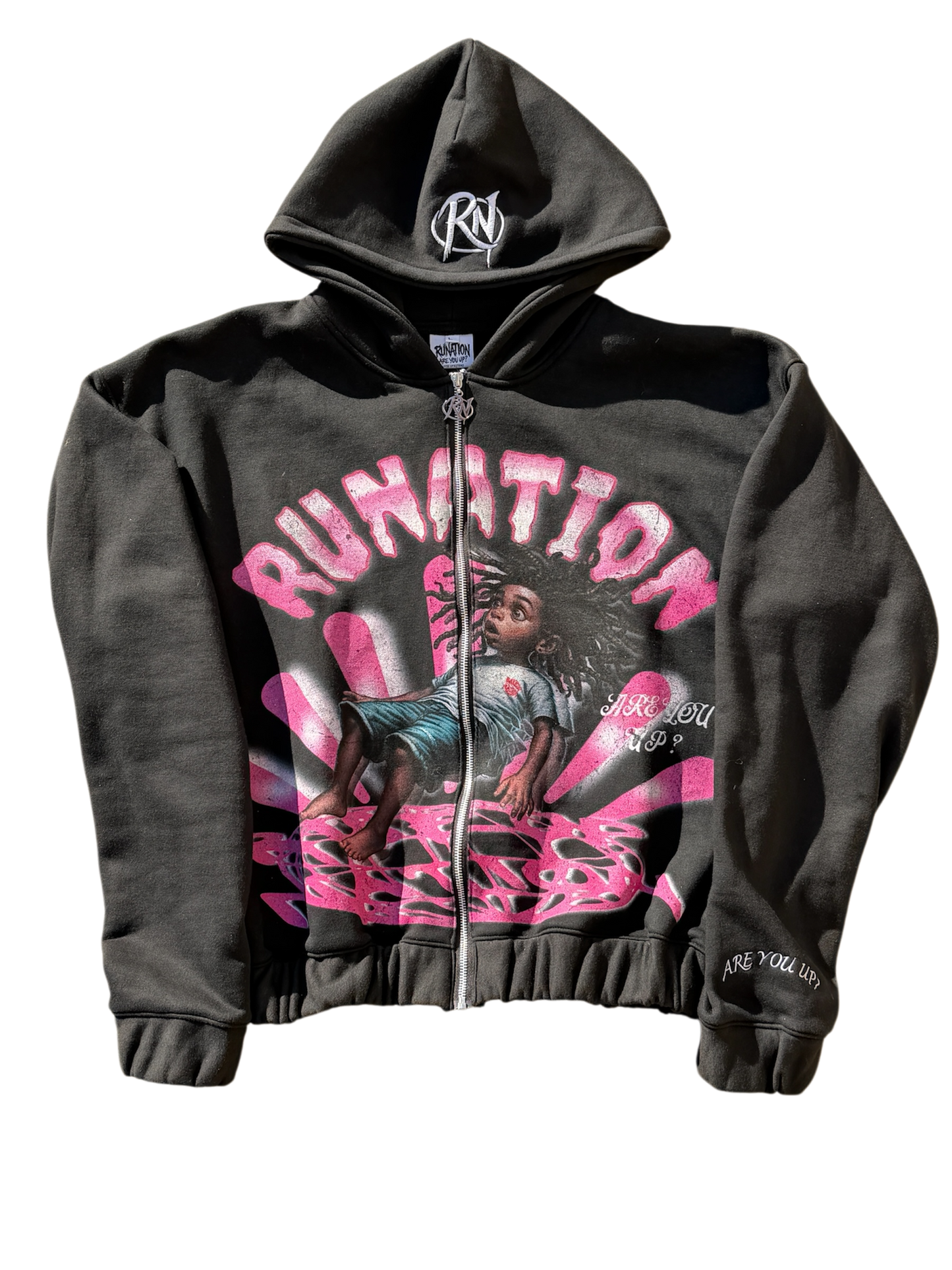 “Free Your Mind” Graphic Zip Hoodie – Black