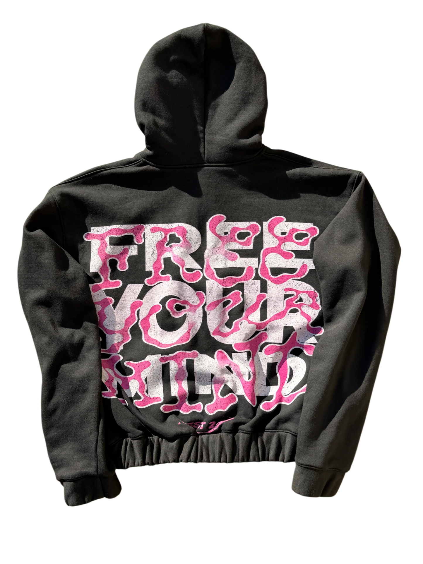 “Free Your Mind” Graphic Zip Hoodie – Black