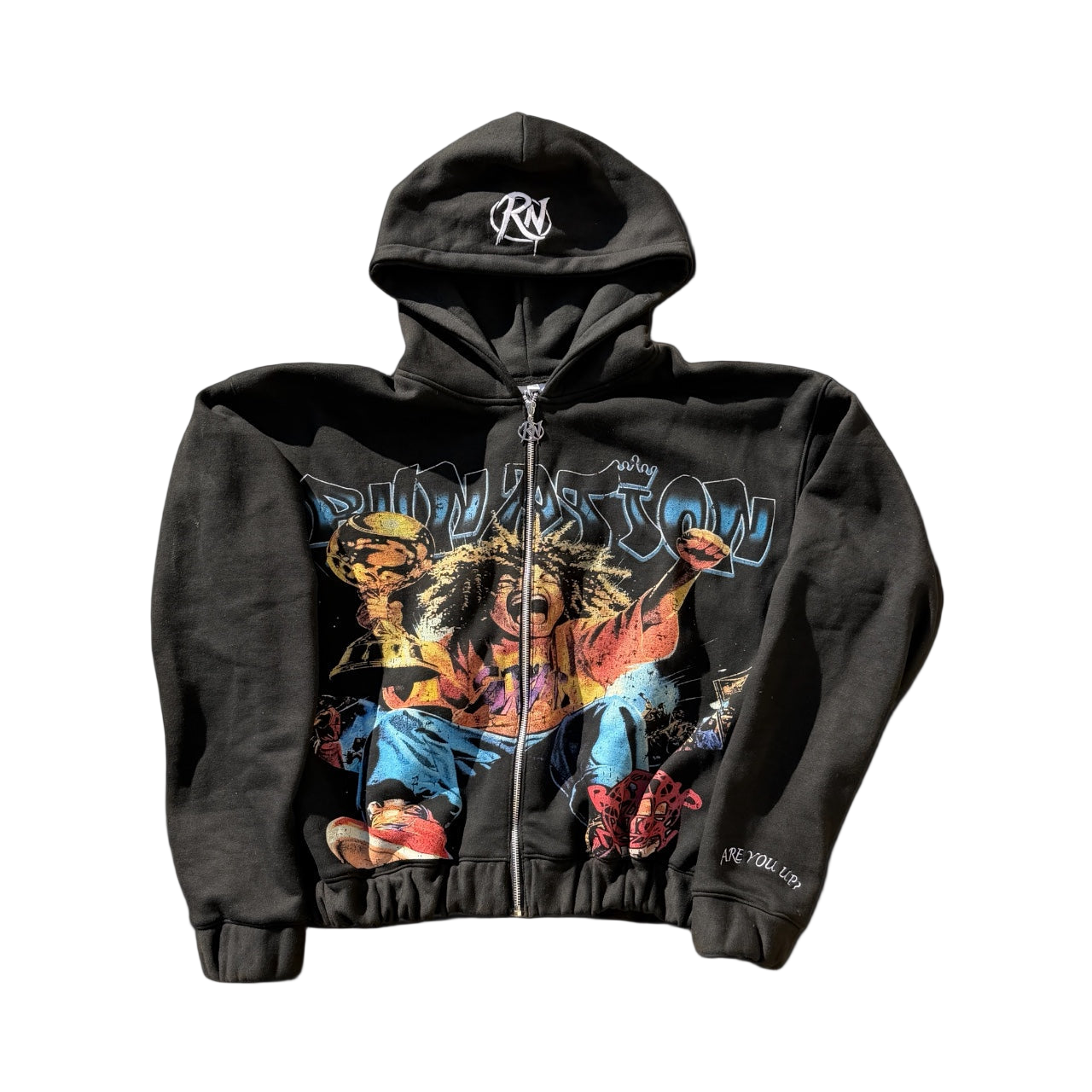 “RunNation” Graphic Zip Hoodie – Black