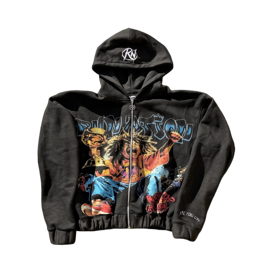 “RunNation” Graphic Zip Hoodie – Black